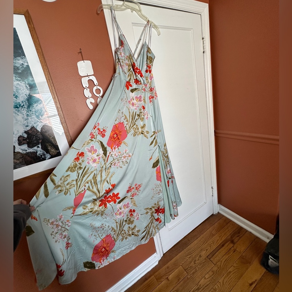 Lulus Still the One Sage Green Floral Print Satin Maxi Dress - Picture 10 of 12